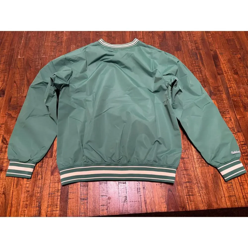 Mitchell & Ness Branded Wind Breaker Jacket Green White Men’s Large L New NWOT